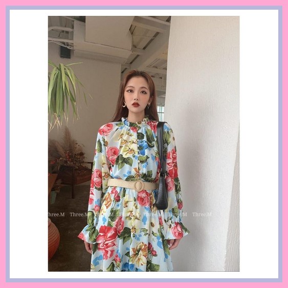 Sakura Korean Floral Maxi Vintage Dress Hijab Friendly / /Korean Dress Sonia Maxi Dress Import Tm