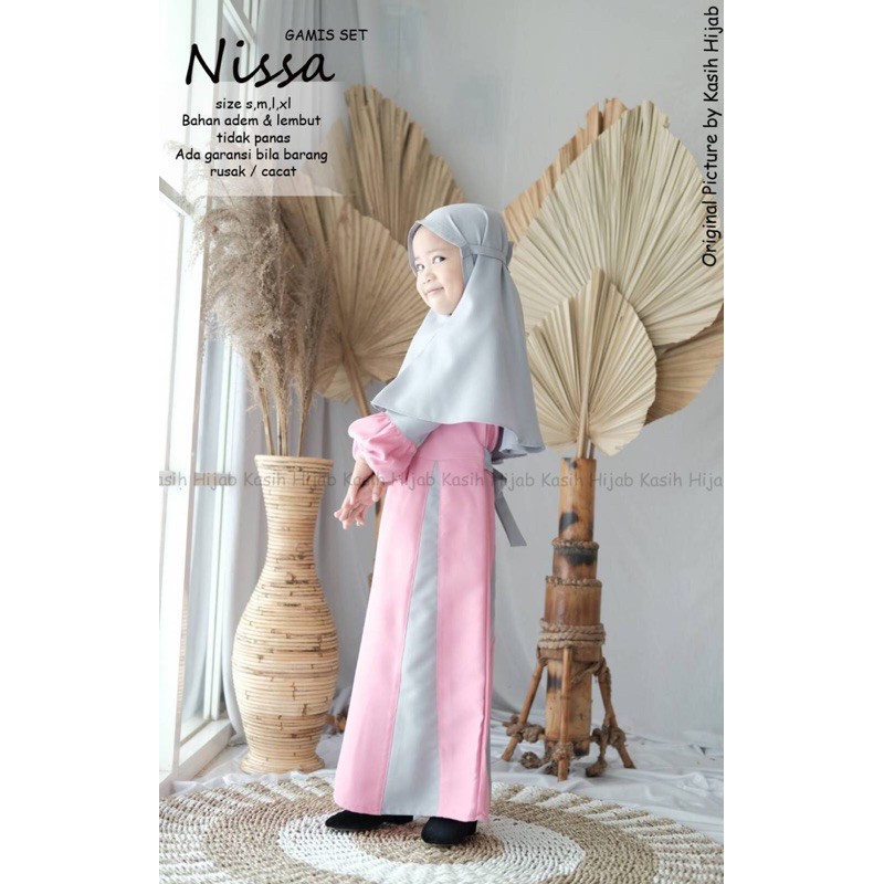 gamis anak perempuan “nissa”/gamis anak + kerudung anak 2-11tahun by kasihhijab