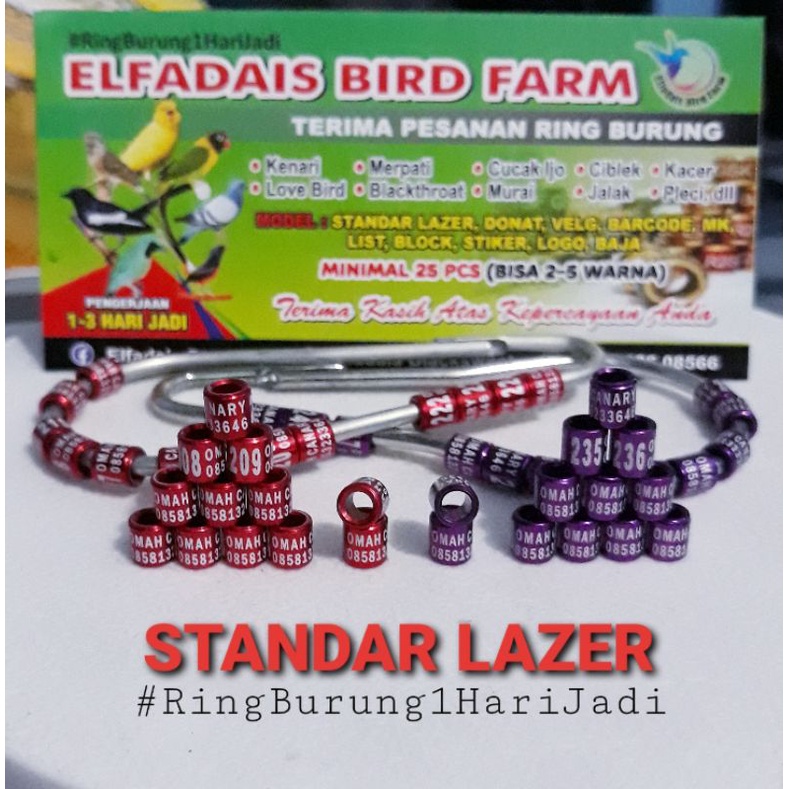 Ring Burung Cepat 1Hari Jadi 50Pcs STANDAR LAZER