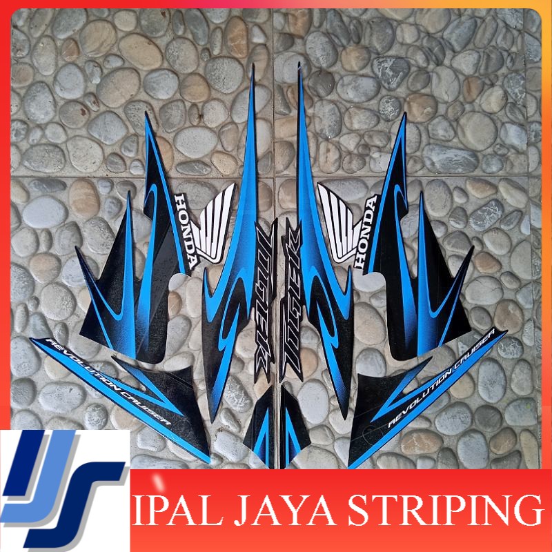 stiker striping Motor Honda Tiger Revo 2013 hitam biru