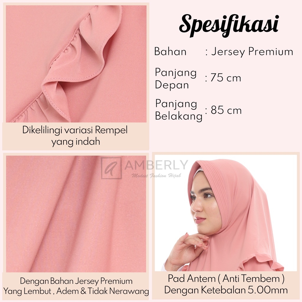 Amberly Thalita Pad Jilbab Instan Jersey Bahan Jersey Premium