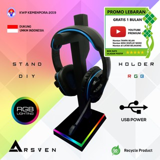  Stand  Headset  Gaming RGB LED DIY  Kayu  Minimalis 