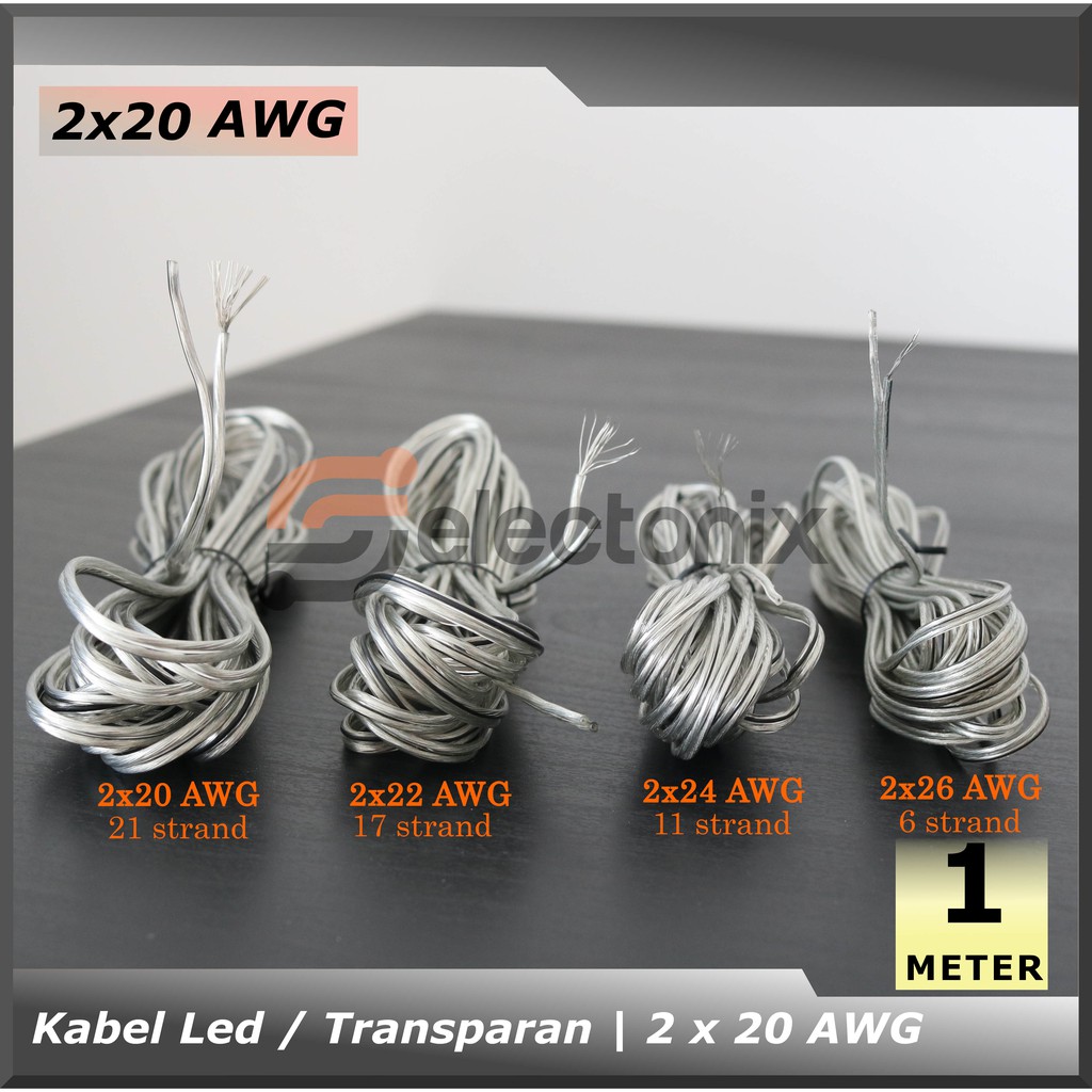 Kabel Listrik 2 x 20 AWG | Transparan [1m]