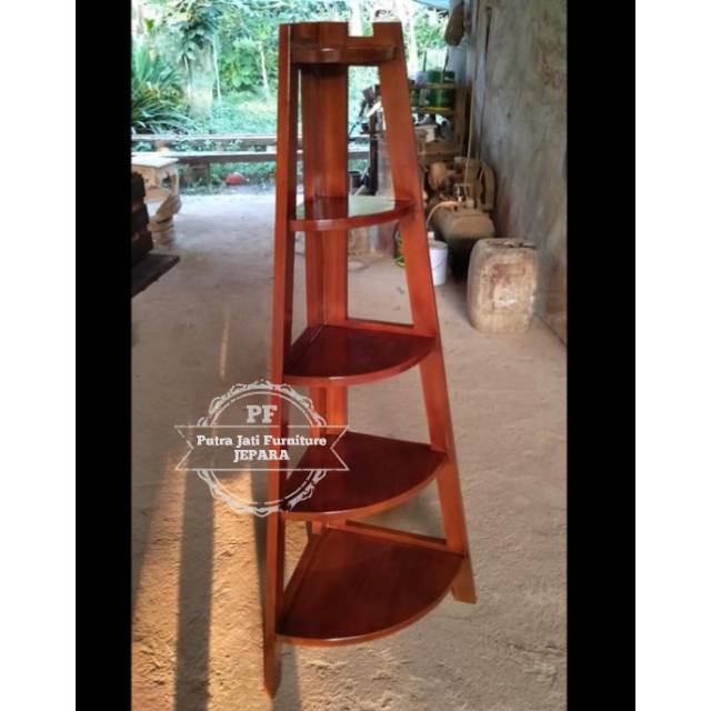 Rak pojok jati rak bunga hiasan pajangan ruangan