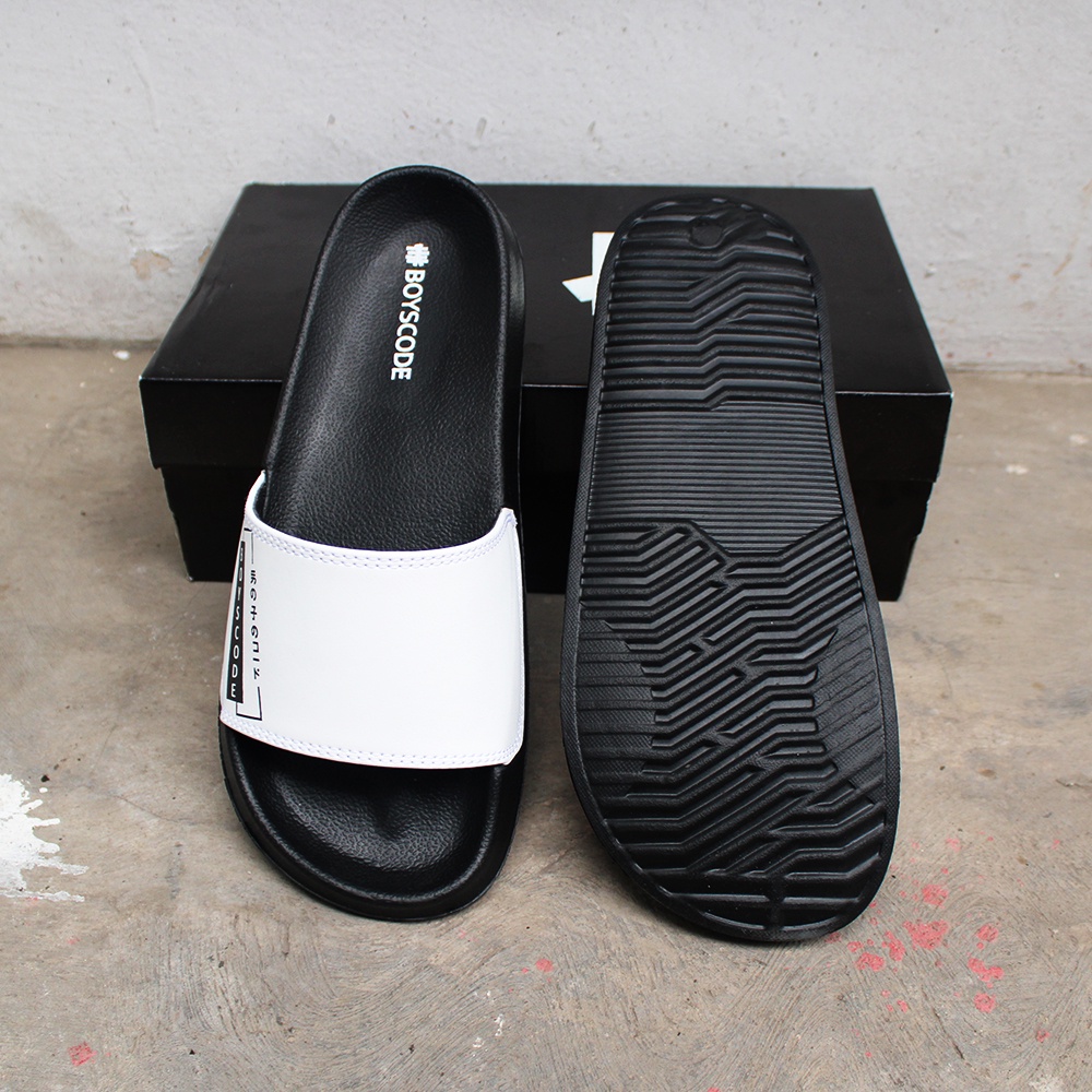 Sandal Selop Pria Distro Terbaru Boyscode Kanji Japan / Sandal Slide Pria / Sandal Slip On Pria
