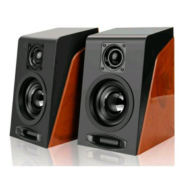 Grab Medan Speaker Audio First Eye 950 HiFi Desktop Multimedia Stereo 2.0 Channel - Black/Brown