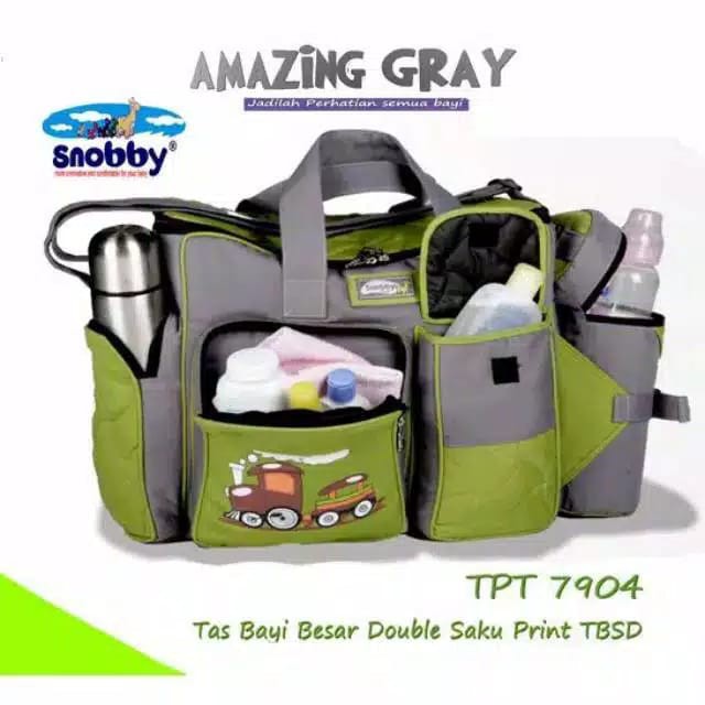 MOMS_ SNOBBY TPT 7904 TAS BAYI KERETA API BESAR DOUBLE SAKU PRINT