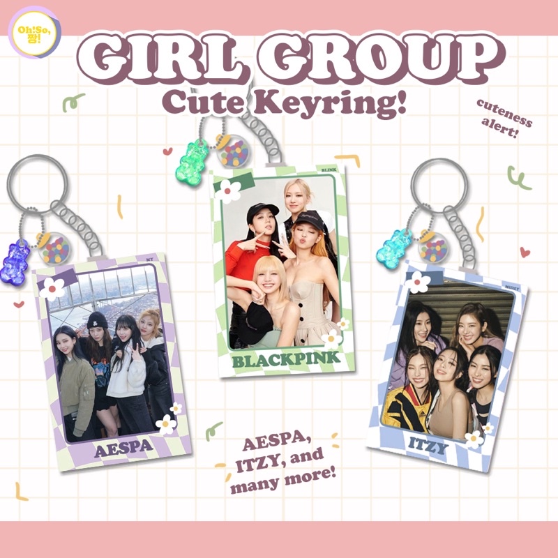 GIRL GROUP VERSION CUTE KEYRING AESPA BLACKPINK ITZY RED VELVET TWICE GANCI GANTUNGAN KUNCI KEYCHAIN