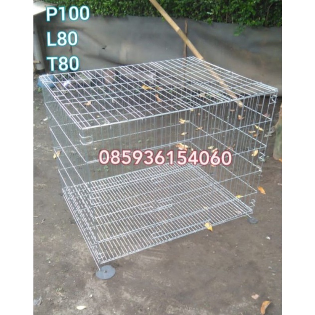 KANDANG KUCING/ ANJING BESI GALVANIS UKURAN 100*80*80 TAHAN KARAT DI LIPAT