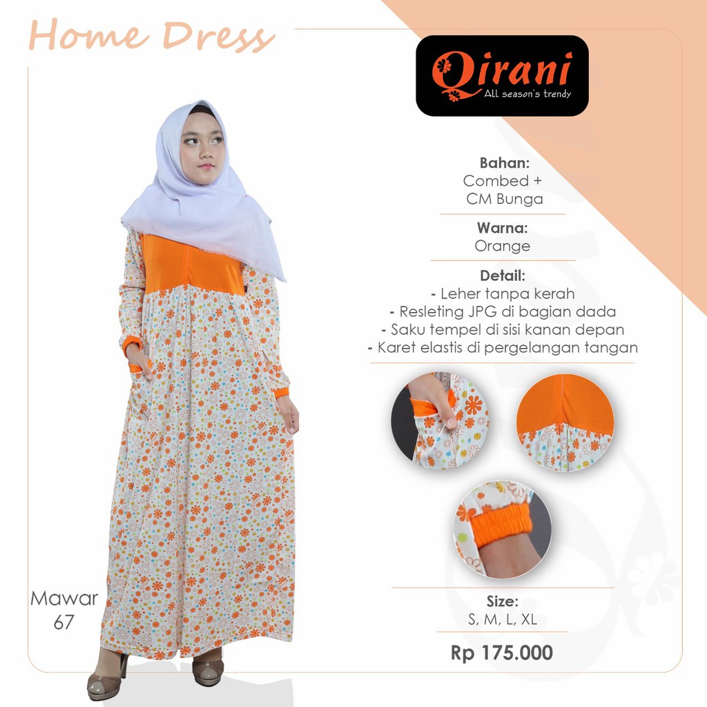 GAMIS BAHAN KAOS COMBED MOTIF BUNGA/QIRANI MAWAR 67