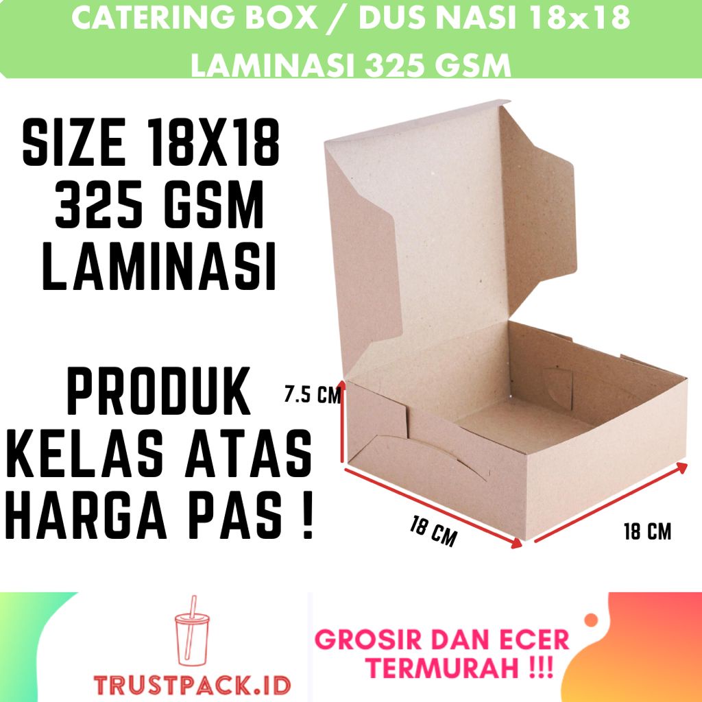 Box Katering 18x18 / Dus Nasi / Catering / Paper Lunch Box Kraft Murah