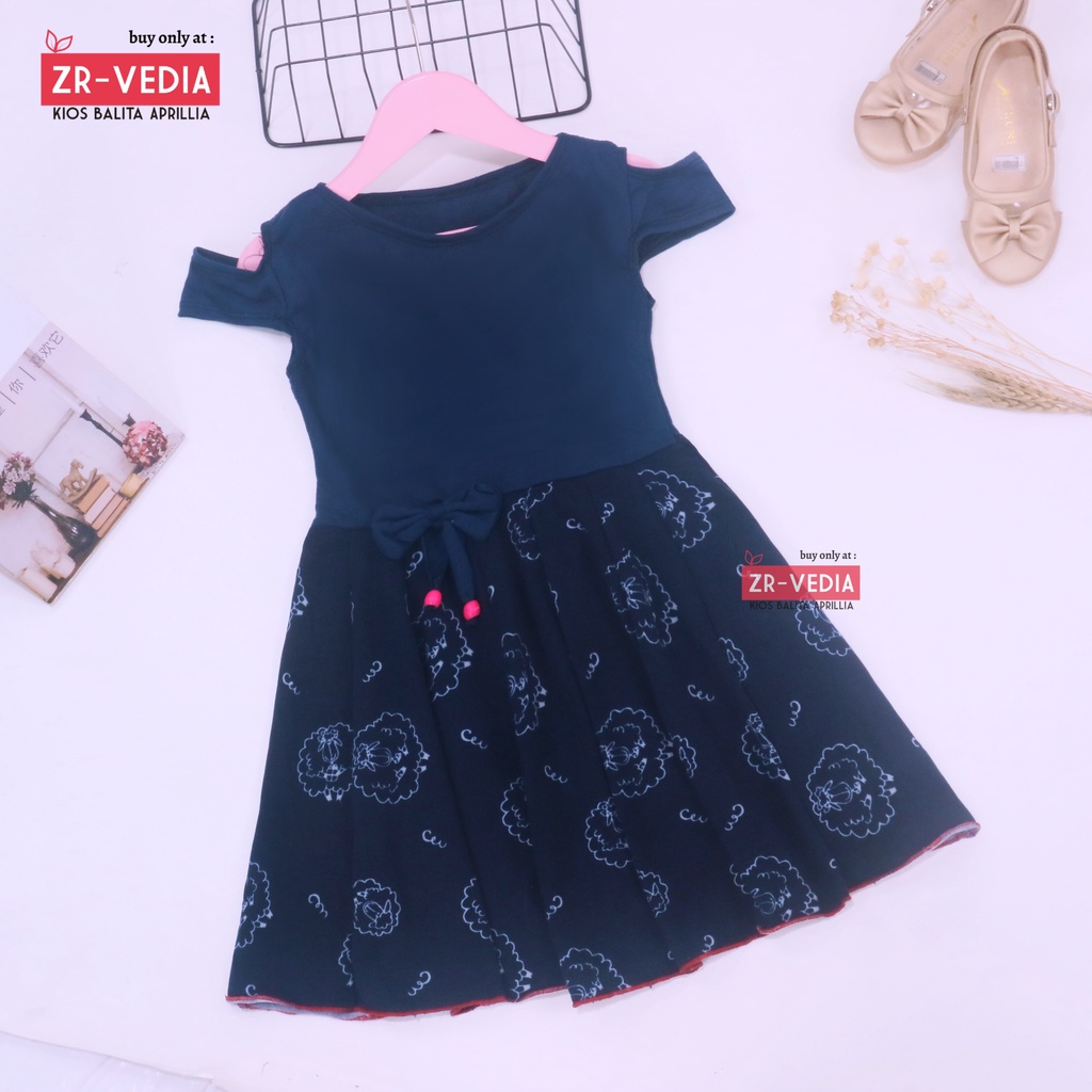 Dress Kanaya uk 4-5 Tahun / Dres Anak Perempuan Motif Model Gaun Baju Cewek Lengan Pendek