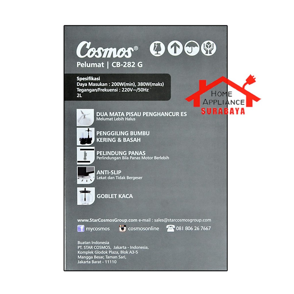 Blender Cosmos Kaca CB 282 G / CB282G / CB-282 G Kapasitas 2 Liter-2