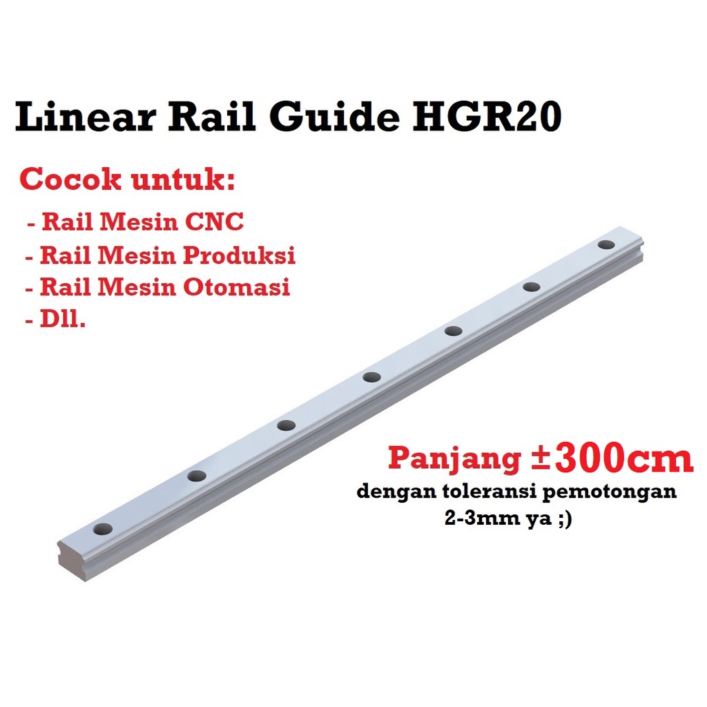 [HAEBOT] Linear Rail Guide HGR20 20mm 300cm 3000mm Rel Laser CO2 CNC Router Milling Plasma HGH20 Motion Industri Full Triplek Mesin Mekanik Otomasi