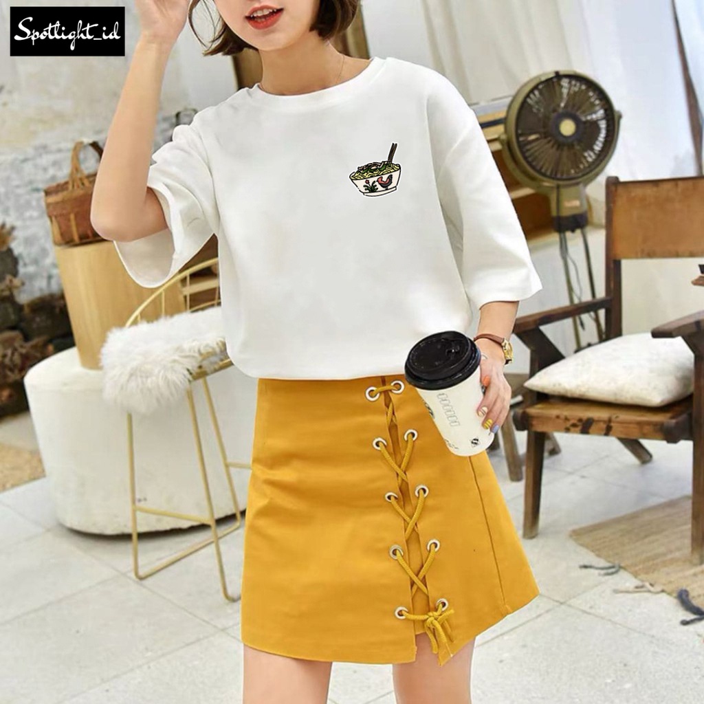 SPOTLIGHT_ID - KAOS WANITA STICKER MIE AYAM KATUN COMBED PREMIUM  / KAOS UNISEX / ATASAN WANITA / KA