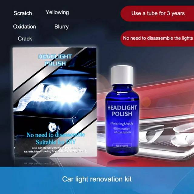 30 ML Cairan Pemutih Lampu Mobil Headlight Polish Repair Coat 30ml