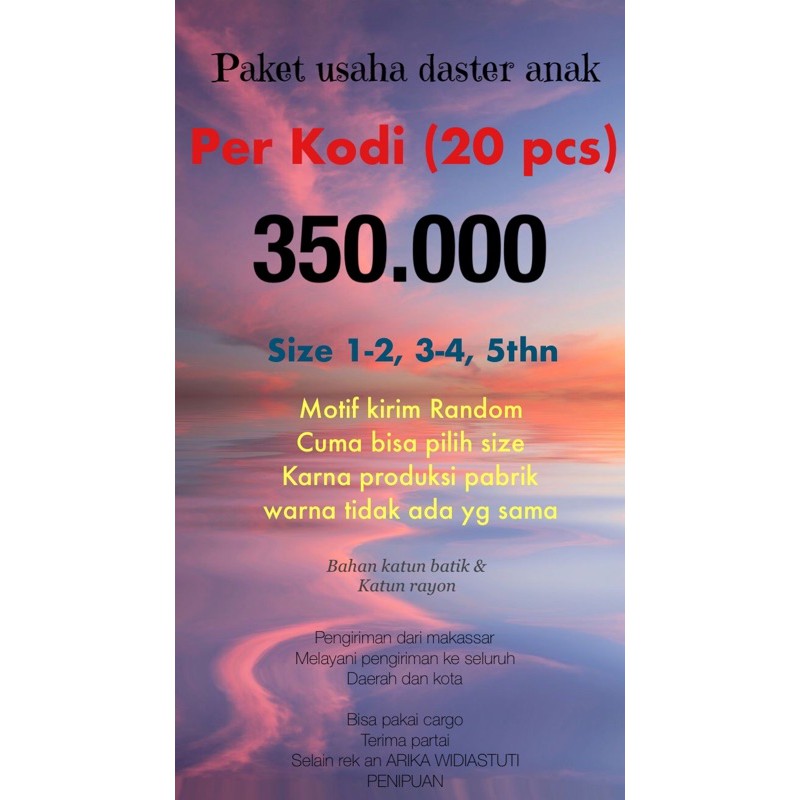 grosir baju anak / grosir daster / paket usaha/ grosiran