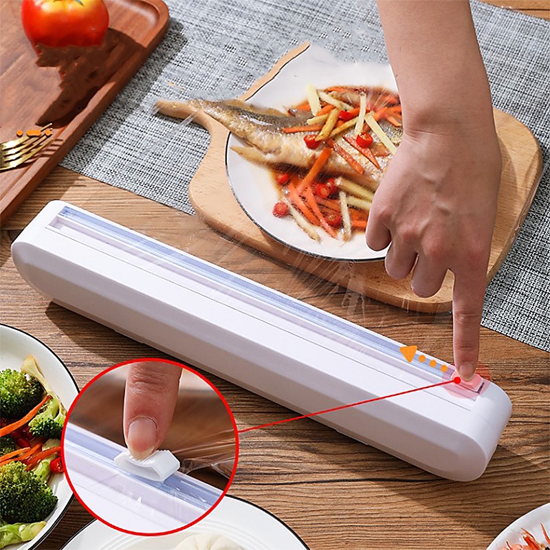 PLASTIK CLING WRAP DISPENSER ALUMUNIUM FOIL BAKING PAPER WRAPPING FOOD FILM CUTTER HOLDER PEMOTONG