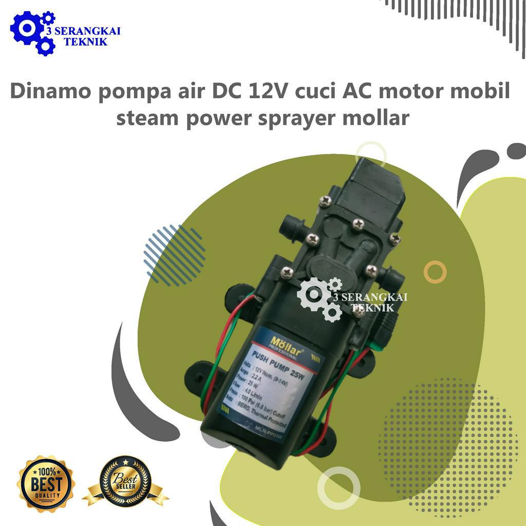 Dinamo pompa air DC 12V cuci AC motor mobil steam power sprayer mollar 100 psi