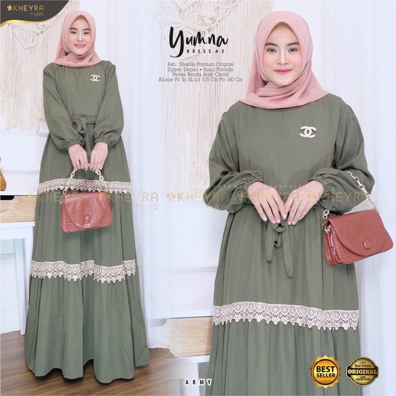 YUMNA DRESS #2 BY KHEYRA / MAXY DRESS POLOS BAHAN SHAKILA / BUSANA MUSLIM