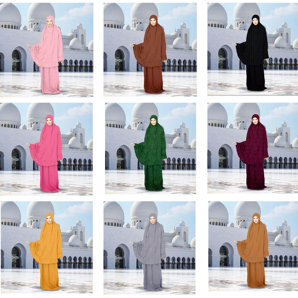 Mukena Al-Jabari Jumbo Size Rempel Tas Serut Dusty Pink White Gold Grey Green Blue Turquoise