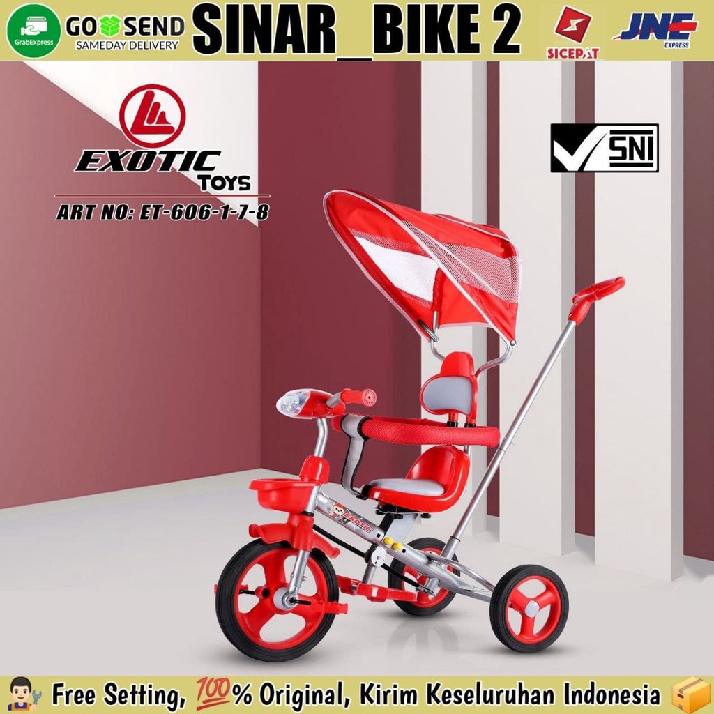 Sepeda Roda  Tiga EXOTIC ET-606-1-7 8 Kursi Putar Ban Karet Tricycle Anak