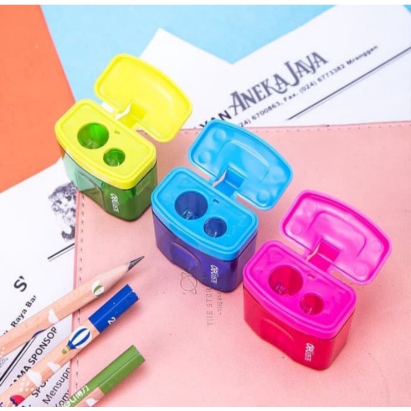 

0Rautan/Serutan/Orotan/Ongotan Pensil/Roti Sharpener 2 Lubang/Rautan warna pastel
