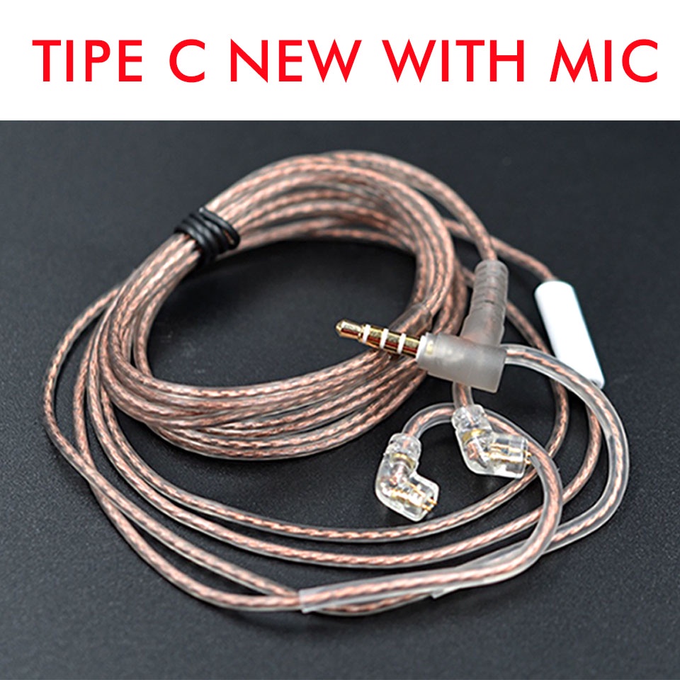 Kabel KZ OFC Copper / SIlver KZ Cable with Mic for ZSN Pro ZS3 ZS5 ZSA ZS10 PRO X ZST ZST X ZST PRO ZS4 ZS3 ZS3E CCA CRA TRN MT1 TRN ST1 M10 CCA CA4 CCA C12 ZSX