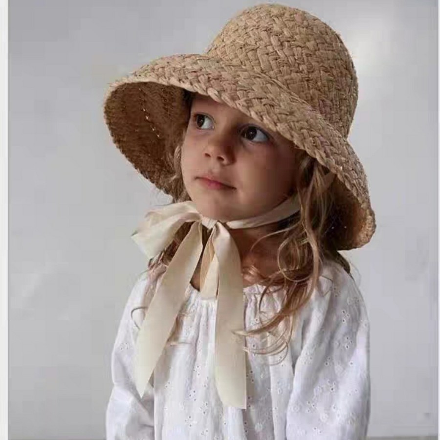 Kids beach straw hat scandinavian topi anak anyaman topi pantai