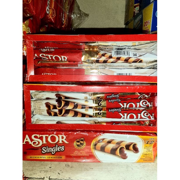 

Astor Singles/ Wafer Coklat Astor isi 12x18gr