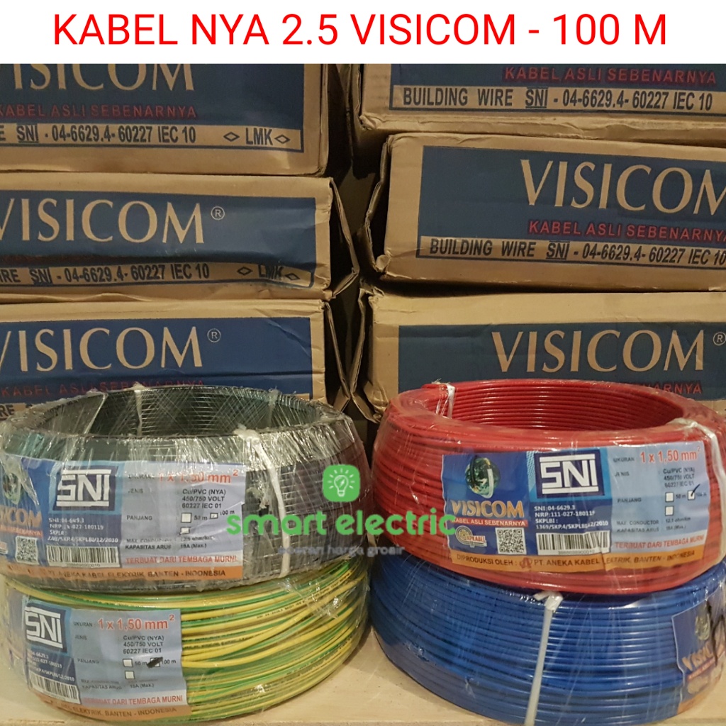 Kabel Listrik Engkel Visicom NYA 2.5 mm 100 meter Tunggal SNI LMK Bagus