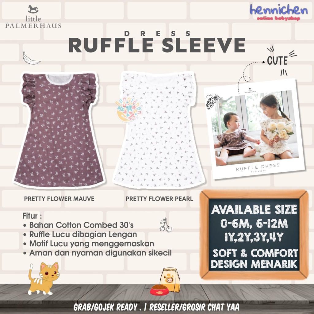 PROMO 7.7 PROMO BAJU LEBARAN LITTLE PALMERHAUS DRESS RUFFLE SLEEVE DRESS ANAK PEREMPUAN FASHION ANAK PEREMPUAN DRESS