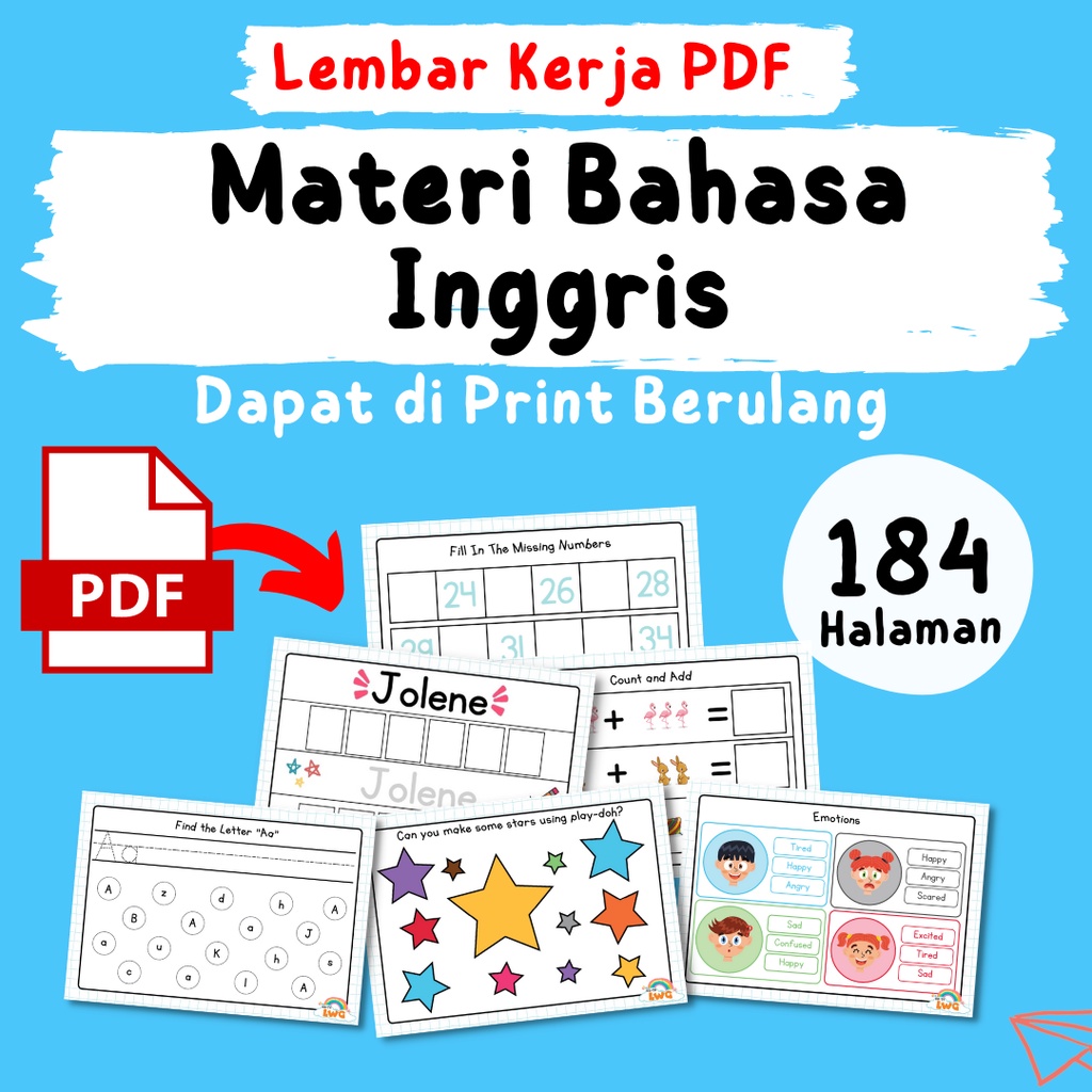 Jual [3-6 Tahun] PDF Worksheets Bahasa Inggris/ Wipe and Clean Busy