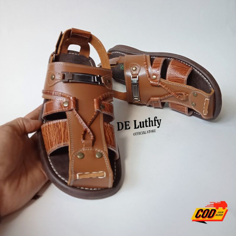 Sandal Slide Pria Kulit Asli Sandal Sepatu Pria Kulit Original Sepatu Sandal Kasual Pria Original De