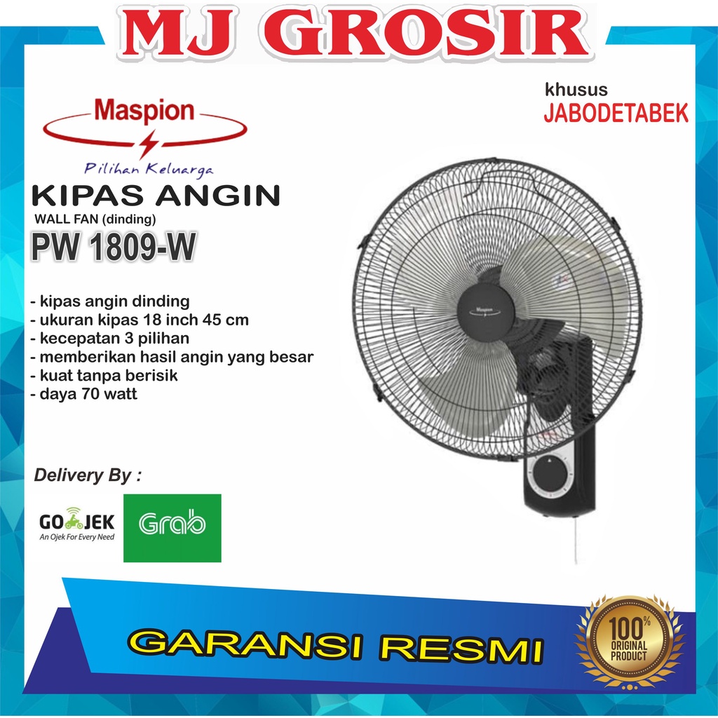 KIPAS ANGIN WALL FAN MASPION PW 1809 18 INCH KIPAS ANGIN DINDING