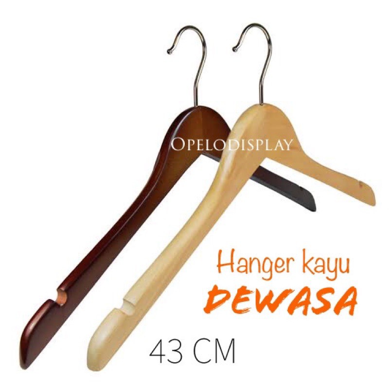 Gantungan Baju / Hanger Kayu Natural Dewasa Super