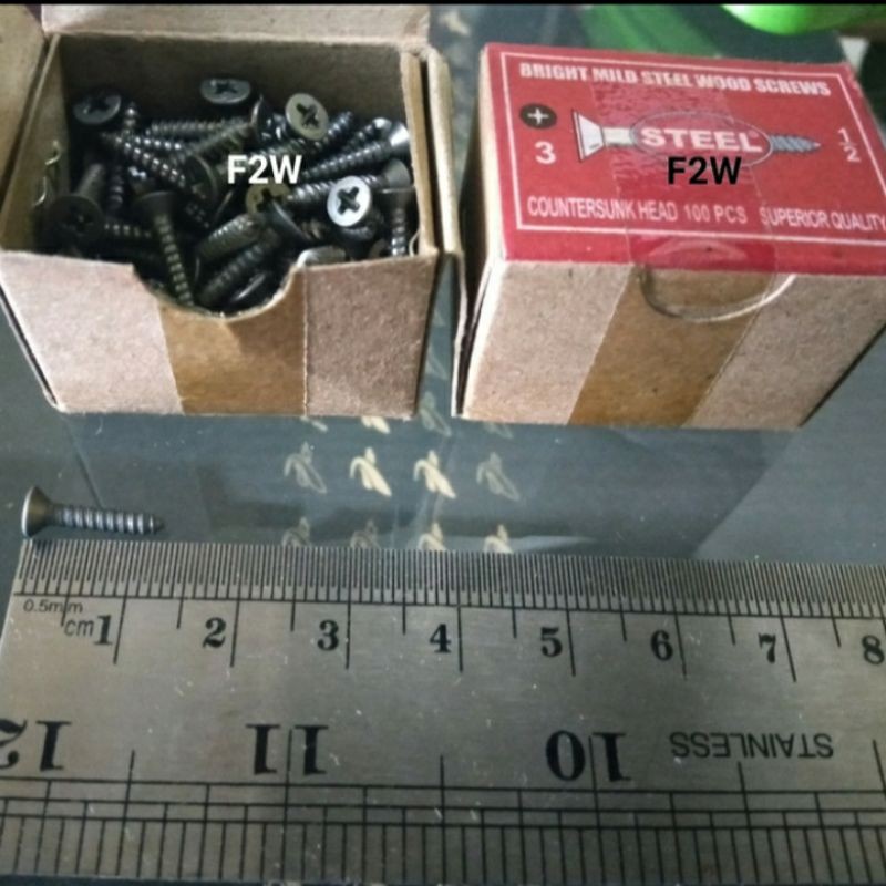 SEKRUP KAYU STEEL 3X1/2" SEKRUP KAYU 1.2CM WOOD SCREW (+)
