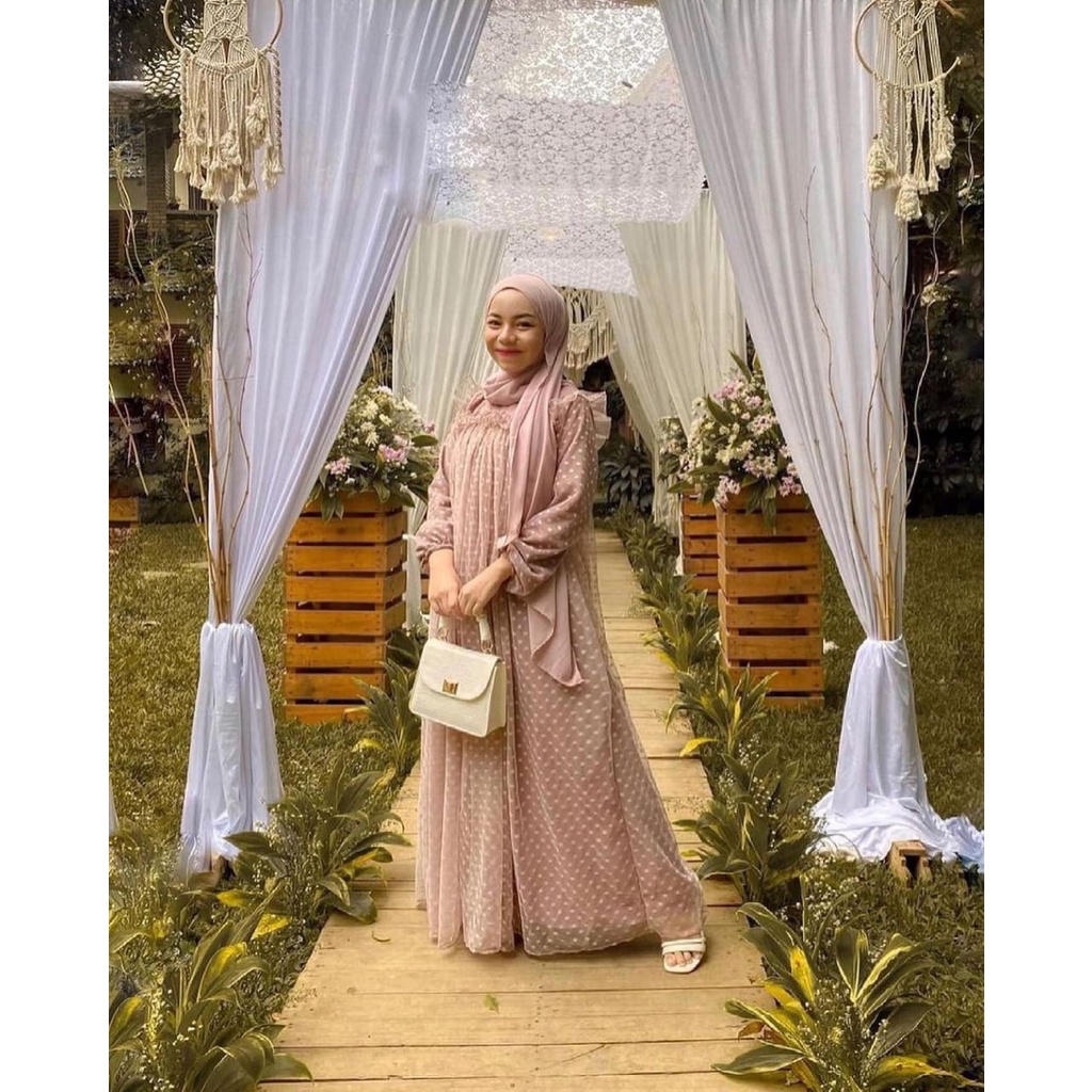 COD | PROMO TERMURAH Marbela Maxy Dress l Gamis Brukat Tile Pesta Kondangan Muslim Fashion Wanita