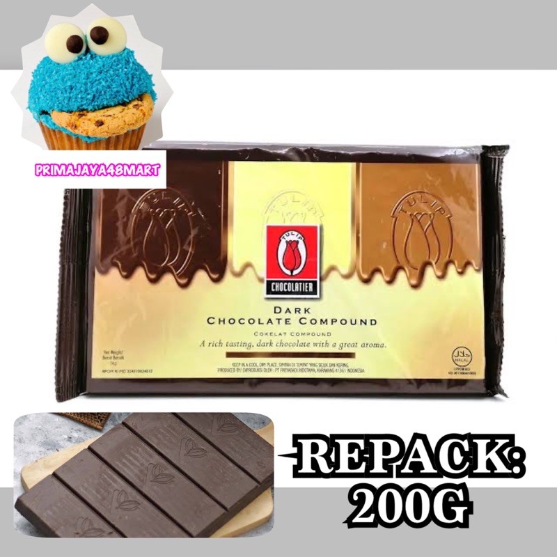 

REPACK: 200G - TULIP COMPOUND/ Chocolate/ Coklat Batang/ Cokelat Blok (DARK/ MILK)
