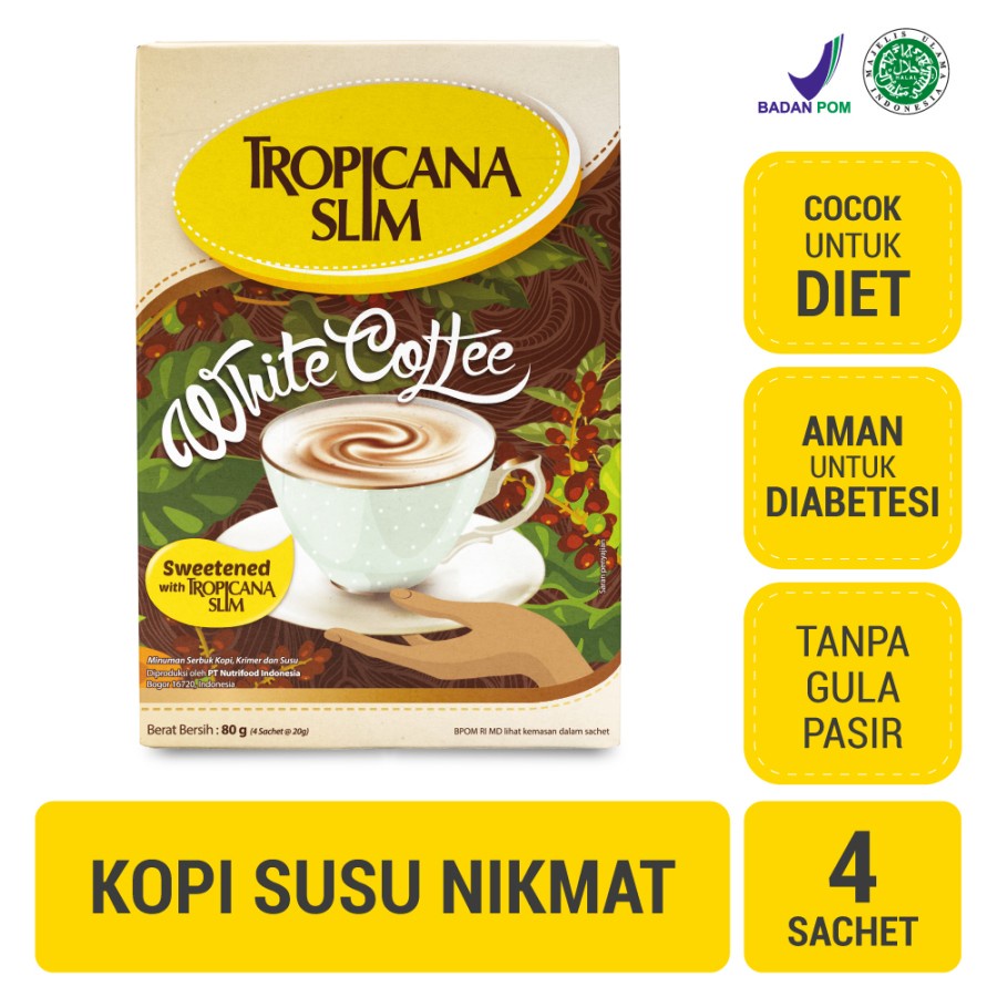 

Tropicana Slim White Coffee (4 Sachet) - Sugar FREE