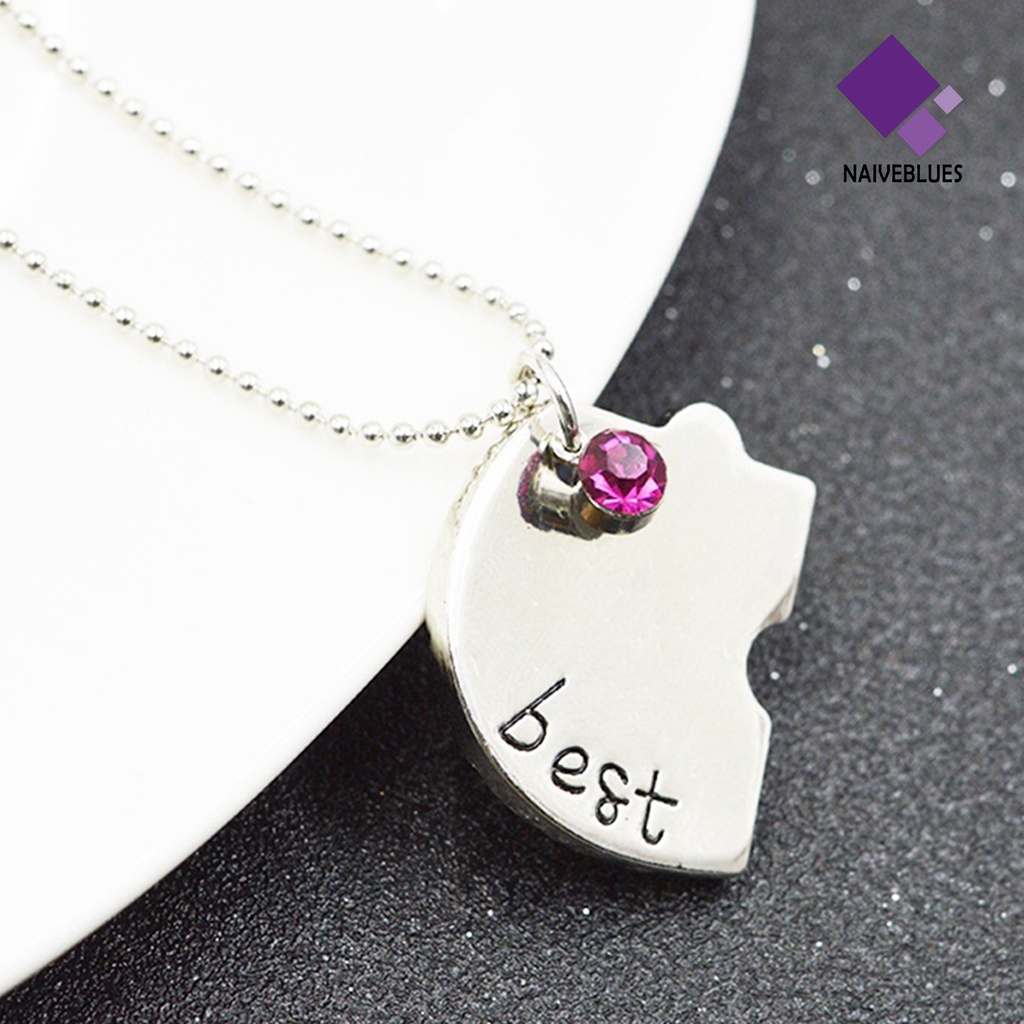 Naiveblue 4Pcs / Set Kalung Rantai Dengan Liontin Hati Motif Tulisan Best Friends Forever Ever BFF Untuk Wanita