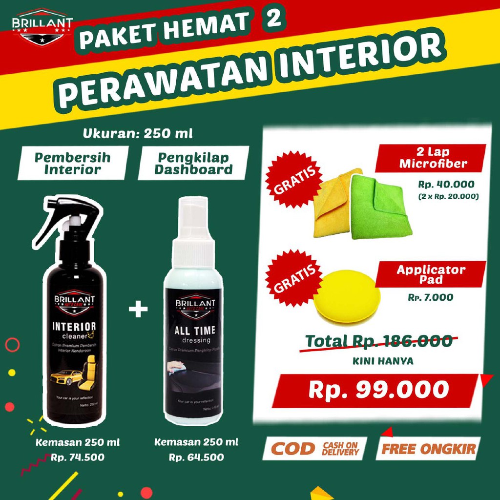 PAKET HEMAT PERAWATAN INTERIOR MOBIL | PEMBERSIH INTERIOR | PENGKILAP DASHBOARD |PENGKILAP DOOR TRIM