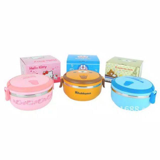 Rantang 1 Susun Karakter/ Rantang Bulat Stainless Steel / Lunch Box Karakter Kartun Bento Box Brunch