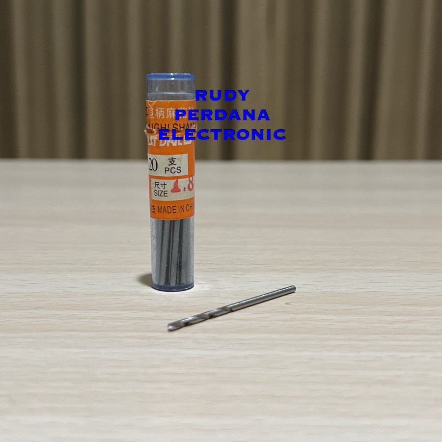 MINI DRILL SILVER TWIST BIT HSS MATA BOR PLASTIK KAYU PCB 1.8MM 1.8 MM