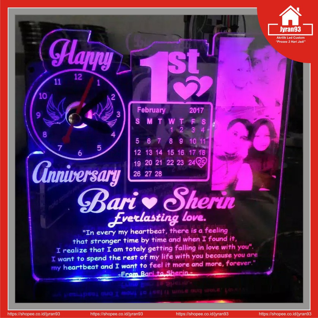 

Kado Unik Uk. 14*14cm+jam / Hadiah Ultah Pacar / Anniversary