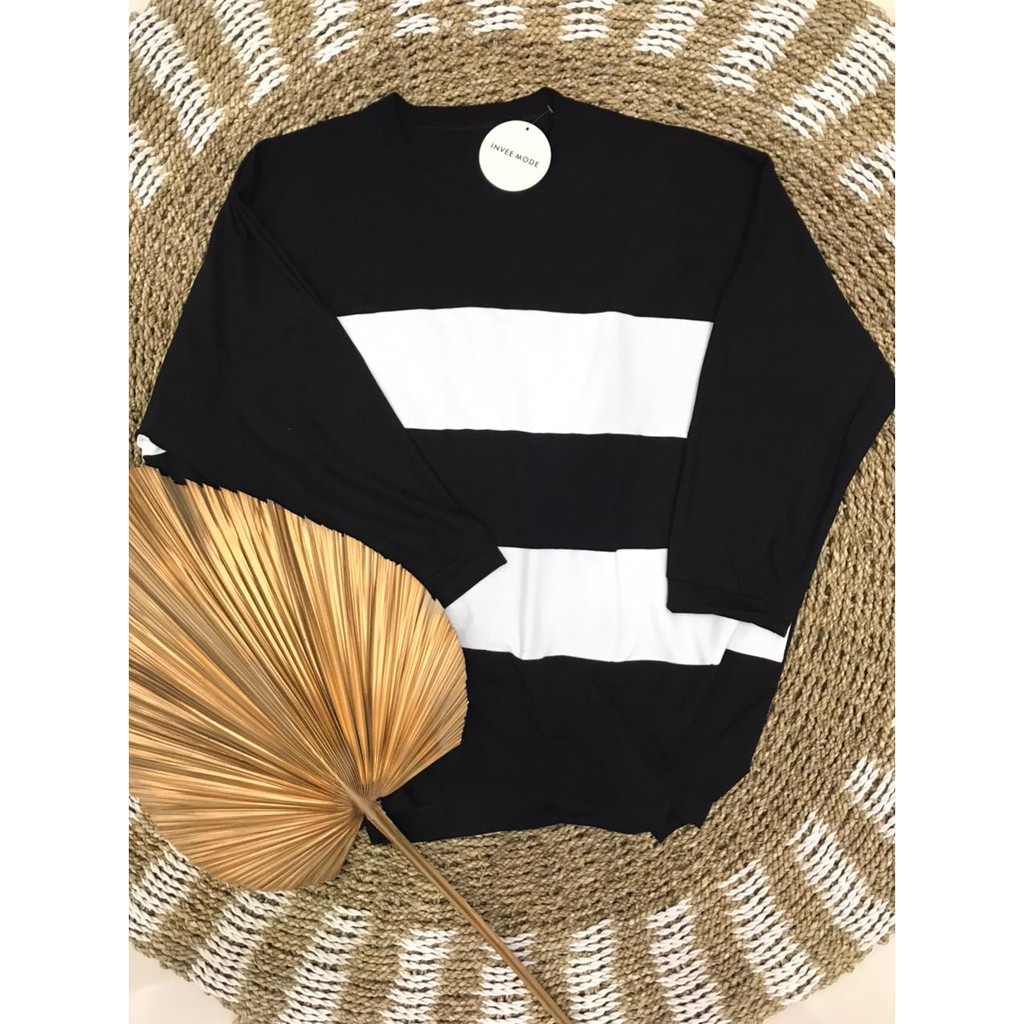 ATASAN BLOUSE WANITA BATWING JUMBO BIGSIZE OVERSIZE BABYTERRY SPANDEX - 1794-Black