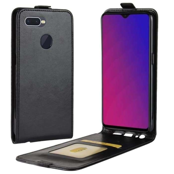 SS3223 - VERTICAL LEATHER CASE OPPO F9 - F9 PRO BLACK