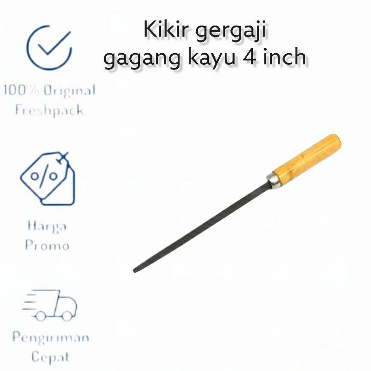 kikir gergaji 4 inch slim kikir besi gagang kayu kikir segitiga 100mm