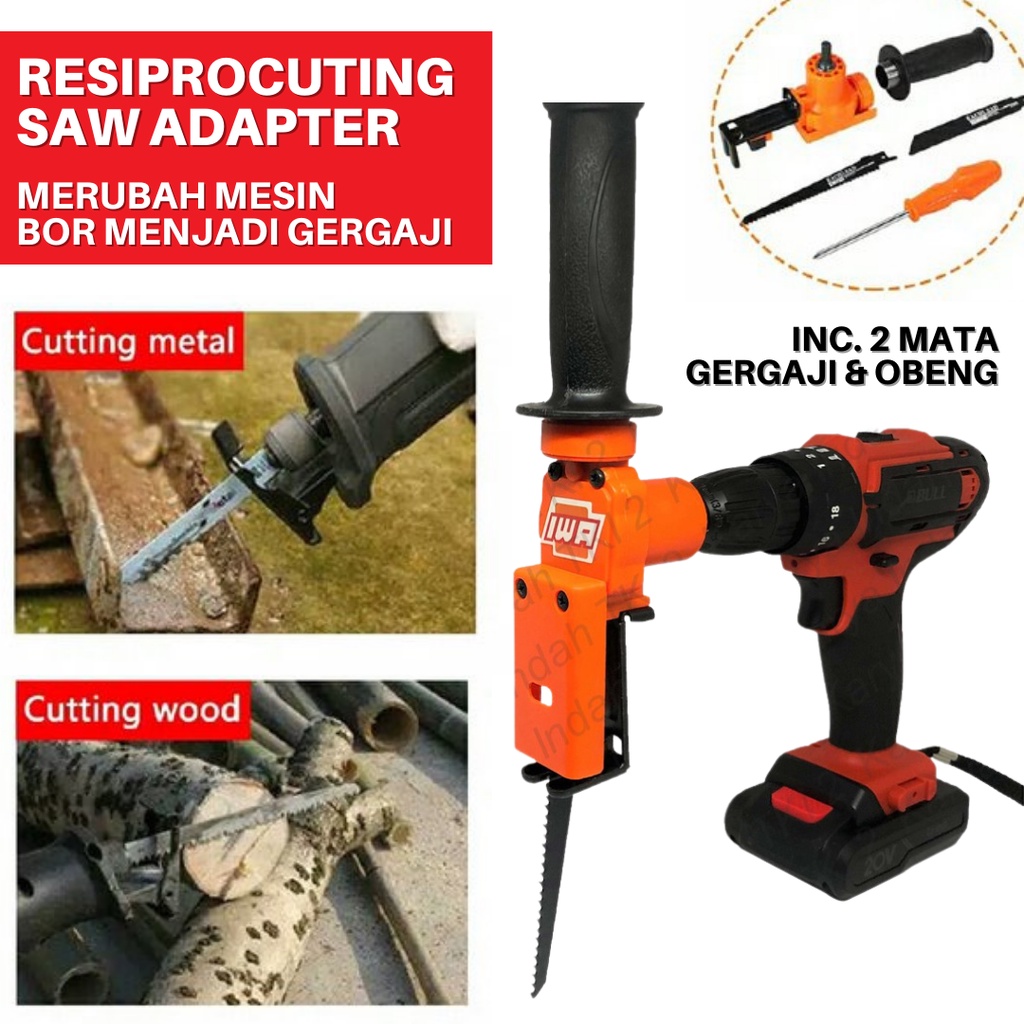 Potong Kayu Besi Adaptor Gergaji Mesin Bor Tangan Mini