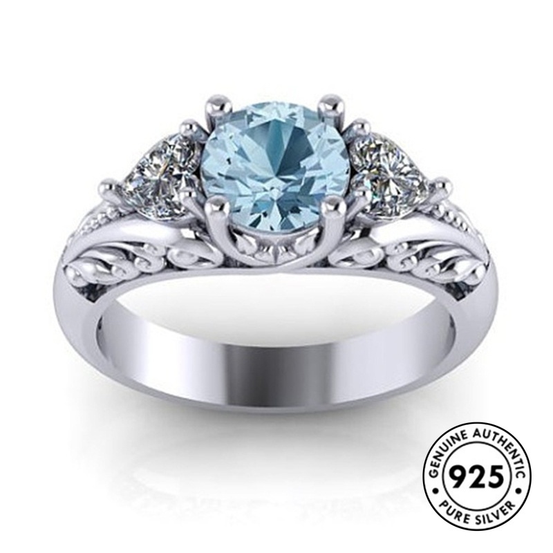 Cincin Sapphire Bahan S925 Silver Untuk Pertunangan